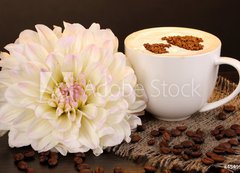 Samolepka flie 200 x 144, 45499614 - Latte on wooden table on brown background