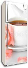 Samolepka na lednici flie 80 x 200, 45798978 - teapot and cup of tea with rose isolated on white