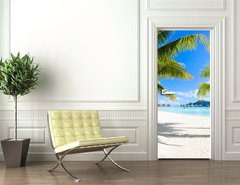 Samolepka na dvee flie 90 x 220  Bora Bora beach, 90 x 220 cm