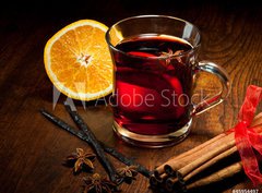 Fototapeta360 x 266  Hot wine for Christmas with delicious orange and spic, 360 x 266 cm