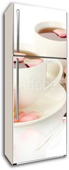 Samolepka na lednici flie 80 x 200, 46461060 - cups of tea with roses isolated on white