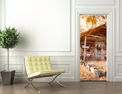 Samolepka na dvee flie 90 x 220  Tropical village, 90 x 220 cm