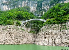 Fototapeta160 x 116  Chinese view of the mountains and the bridge, 160 x 116 cm