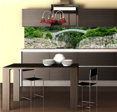 Fototapeta do kuchyn flie 260 x 60, 46777120 - Chinese view of the mountains and the bridge