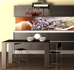 Fototapeta do kuchyn flie 260 x 60  Pestle and mortar with lavender, 260 x 60 cm