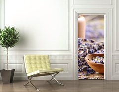 Samolepka na dvee flie 90 x 220  Pestle and mortar with lavender, 90 x 220 cm