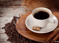 Fototapeta vliesov 100 x 73, 47084793 - cup of coofe on wooden tray