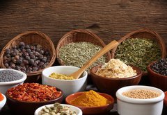Samolepka flie 145 x 100, 47170093 - Different bowls of spices - Rzn misky koen