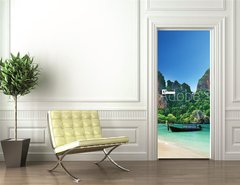 Samolepka na dvee flie 90 x 220  Railay beach in Krabi Thailand, 90 x 220 cm