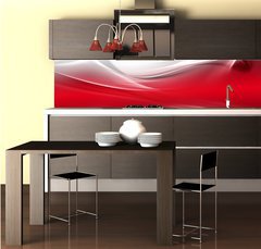 Fototapeta do kuchyn flie 260 x 60, 47304678 - Abstract shine red fractal waves
