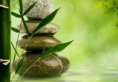 Fototapeta papr 184 x 128, 47591080 - Natural zen backgrounds with bamboo leaves and pebble for your d