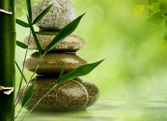 Fototapeta papr 254 x 184, 47591080 - Natural zen backgrounds with bamboo leaves and pebble for your d