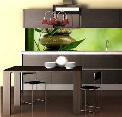 Fototapeta do kuchyn flie 260 x 60, 47591080 - Natural zen backgrounds with bamboo leaves and pebble for your d