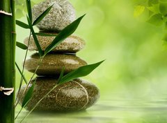 Samolepka flie 270 x 200, 47591080 - Natural zen backgrounds with bamboo leaves and pebble for your d