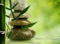 Fototapeta pltno 330 x 244, 47591080 - Natural zen backgrounds with bamboo leaves and pebble for your d