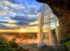 Fototapeta100 x 73  Seljalandfoss waterfall at sunset in HDR, Iceland, 100 x 73 cm