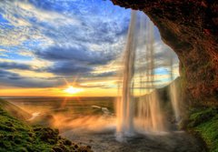 Fototapeta184 x 128  Seljalandfoss waterfall at sunset in HDR, Iceland, 184 x 128 cm