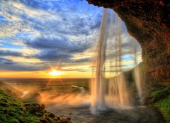 Samolepka flie 200 x 144, 47723012 - Seljalandfoss waterfall at sunset in HDR, Iceland