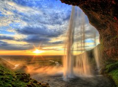 Fototapeta pltno 330 x 244, 47723012 - Seljalandfoss waterfall at sunset in HDR, Iceland