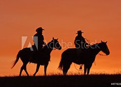 Samolepka flie 200 x 144, 47782535 - Cowboys on Horseback Silhouette at sunset - Cowboys na koni silueta pi zpadu slunce