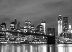 Samolepka flie 100 x 73, 47820651 - Brooklyn Bridge and Manhattan Skyline At Night, New York City - Brooklynsk most a Manhattan Skyline v noci, New York City