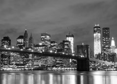 Fototapeta200 x 144  Brooklyn Bridge and Manhattan Skyline At Night, New York City, 200 x 144 cm