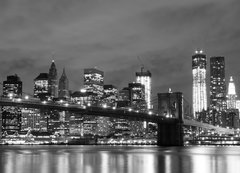 Samolepka flie 200 x 144  Brooklyn Bridge and Manhattan Skyline At Night, New York City, 200 x 144 cm