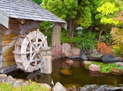 Fototapeta pltno 330 x 244, 4796949 - Old Hut with Waterwheel - Star chata s vodnm kolekem