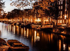Samolepka fólie 100 x 73, 48268709 - Amsterdam at night, The Netherlands - Amsterdam v noci, Nizozemsko