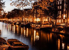 Fototapeta pltno 160 x 116, 48268709 - Amsterdam at night, The Netherlands