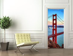 Samolepka na dvee flie 90 x 220, 48272681 - horizontal view of Golden Gate Bridge