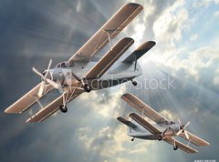 Samolepka flie 270 x 200, 49139105 - The Fighters. Retro technology theme. - Bojovnci. Retro technologie tma.