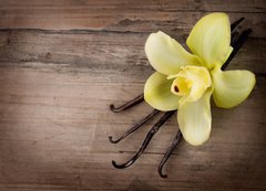 Samolepka flie 200 x 144, 49329668 - Vanilla Pods and Flower over Wooden Background