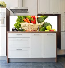 Fototapeta do kuchyn flie 180 x 60, 49405968 - raw vegetables in wicker basket isolated on white - surov zelenina v proutnm koi izolovanch na blm