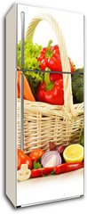 Samolepka na lednici fólie 80 x 200, 49405968 - raw vegetables in wicker basket isolated on white - surová zelenina v proutěném koši izolovaných na bílém