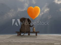 Fototapeta pltno 330 x 244, 49410537 - elephant and dog holding a heart shaped balloon