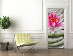 Samolepka na dvee flie 90 x 220, 49558982 - Buddha hands holding flower, close up