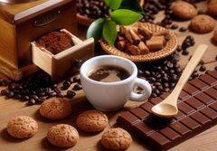 Fototapeta papr 184 x 128, 49761911 - tazza di caff   espresso con macinino in legno