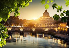 Fototapeta pltno 174 x 120, 49782926 - view on Tiber and St Peter Basilica in Vatican