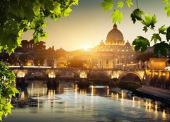 Samolepka flie 200 x 144, 49782926 - view on Tiber and St Peter Basilica in Vatican