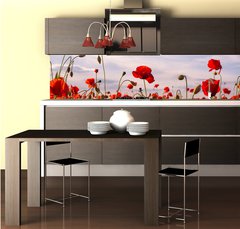 Fototapeta do kuchyn flie 260 x 60, 499070572 - Anzac Day memorial poppies. Field of red poppy flowers to honour fallen veterans soldiers in battle of Anzac armistice day. Wildflowers blooming poppy field landscape. Meadow with flowers.