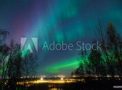 Fototapeta330 x 244  Northern Lights over City, 330 x 244 cm