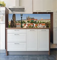 Fototapeta do kuchyn flie 180 x 60  Prague, Charles bridge, Vltava river, St. Vitus cathedral, 180 x 60 cm