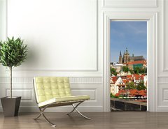 Samolepka na dvee flie 90 x 220  Prague, Charles bridge, Vltava river, St. Vitus cathedral, 90 x 220 cm