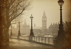 Samolepka flie 145 x 100, 50280997 - Vintage Retro Picture of Big Ben / Houses of Parliament (London)