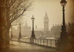 Fototapeta184 x 128  Vintage Retro Picture of Big Ben / Houses of Parliament (London), 184 x 128 cm