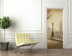 Samolepka na dvee flie 90 x 220  Vintage Retro Picture of Big Ben / Houses of Parliament (London), 90 x 220 cm