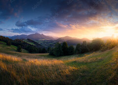 Samolepka flie 200 x 144, 503264919 - Sunset in Zazriva - the village is located near the town of ilina in Slovakia. The view from this place is amazing, you can see Vek Rozsutec in the background, this peak is located in Mala Fatra.