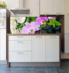 Fototapeta do kuchyn flie 180 x 60  Wellness Concept: orchids, bamboo, stone, water, 180 x 60 cm