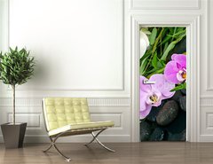 Samolepka na dvee flie 90 x 220  Wellness Concept: orchids, bamboo, stone, water, 90 x 220 cm